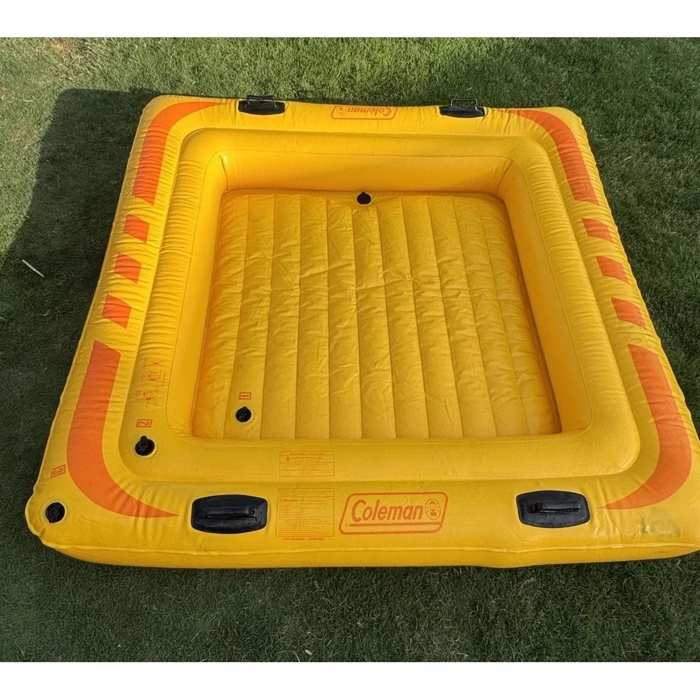 Rare Discontinued Yellow Vintage Coleman Inflatable Party Platform Raft 6 Person - Picture 1 of 7